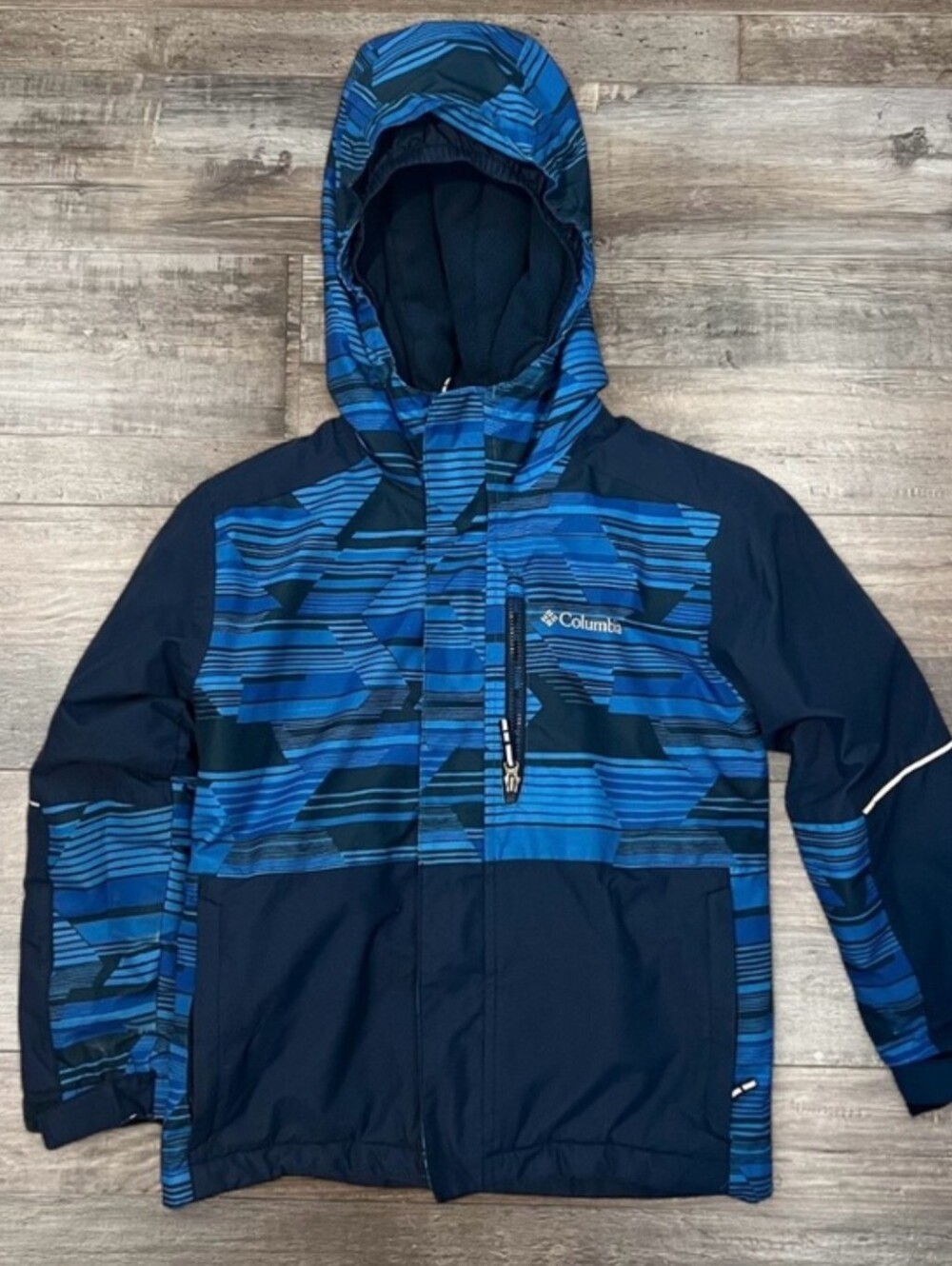 Columbia Youth XS Omni-Heat Blue Geometric Ski Snowboard Jacket